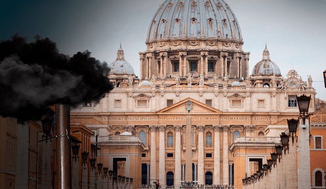 Black smoke comming out of the Sixtine Chapel meaning a pope has not yet been elected. Photo: GLR composition/Tiziana FABI / AFP & Vatican Tickets Black smoke comming out of the Sixtine Chapel meaning a pope has not yet been elected. Photo: GLR composition/Tiziana FABI / AFP & Vatican Tickets