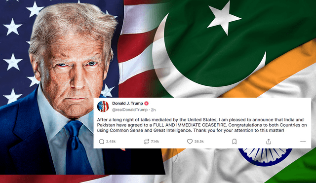 President Trump announces a historic ceasefire between India and Pakistan after U.S.-led negotiations. Photo: GLR composition/ Federal Flags, Business Standard, France24 & Donald Trump President Trump announces a historic ceasefire between India and Pakistan after U.S.-led negotiations. Photo: GLR composition/ Federal Flags, Business Standard, France24 & Donald Trump