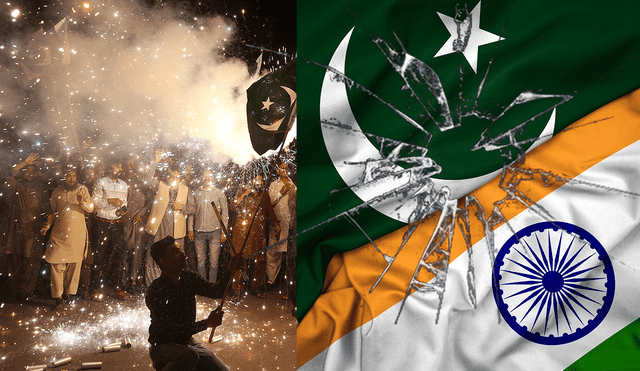 Celebrations for the ceasefire are halted as the agreement between India and Pakistan has already been broken. Photo: GLR composition/ Husnain ALI / AFP & Business Standard Celebrations for the ceasefire are halted as the agreement between India and Pakistan has already been broken. Photo: GLR composition/ Husnain ALI / AFP & Business Standard