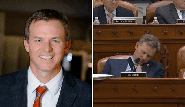 Republican Rep. Blake Moore fell asleep during a vote on an amendment proposed by Rep. Judy Chu. Photo: GLR Composition/The Salt Lake Tribune/Deseret News Republican Rep. Blake Moore fell asleep during a vote on an amendment proposed by Rep. Judy Chu. Photo: GLR Composition/The Salt Lake Tribune/Deseret News