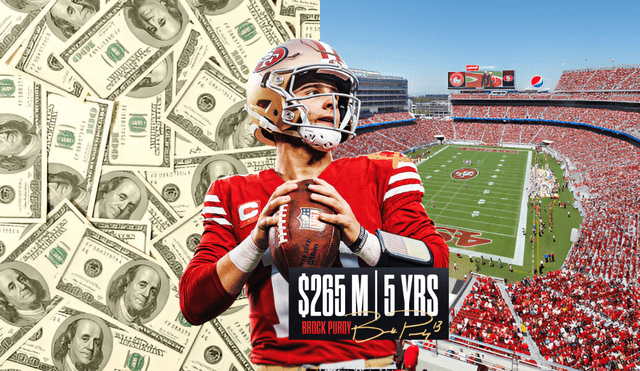 Brock Purdy signs a five-year, $265 million contract extension with San Francisco. Photo: GLR Composition/iStock/HNTB/Yahoo Sports - X Brock Purdy signs a five-year, $265 million contract extension with San Francisco. Photo: GLR Composition/iStock/HNTB/Yahoo Sports - X