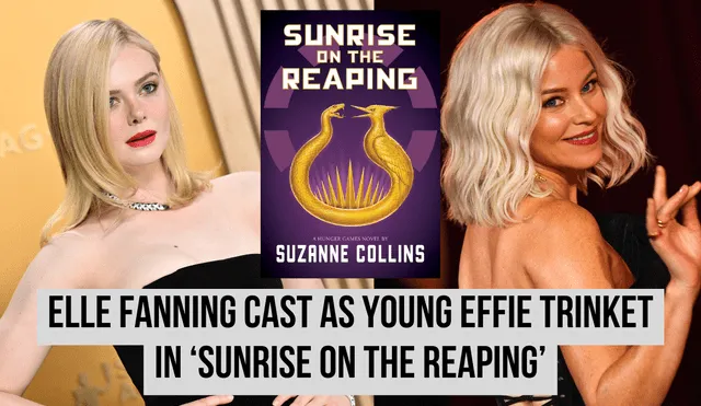Elle Fanning is set to reprise Elizabeth Banks role as Effie Trinket in Hunger Games prequel. Photo: GLR composition/ Robyn Beck / VALERIE MACON / AFP Elle Fanning is set to reprise Elizabeth Banks role as Effie Trinket in Hunger Games prequel. Photo: GLR composition/ Robyn Beck / VALERIE MACON / AFP