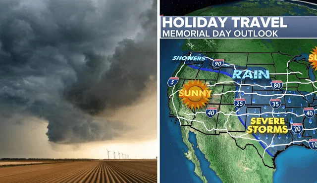 Memorial Day flights are delayed due to storms across the country. Photo: GLR Composition/ABC News/Daily Express Memorial Day flights are delayed due to storms across the country. Photo: GLR Composition/ABC News/Daily Express