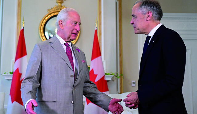 King Charles meeting Mark Carney, Prime Minister of Canada, on his first official visit as king since 2022. Photo: AFP News King Charles meeting Mark Carney, Prime Minister of Canada, on his first official visit as king since 2022. Photo: AFP News