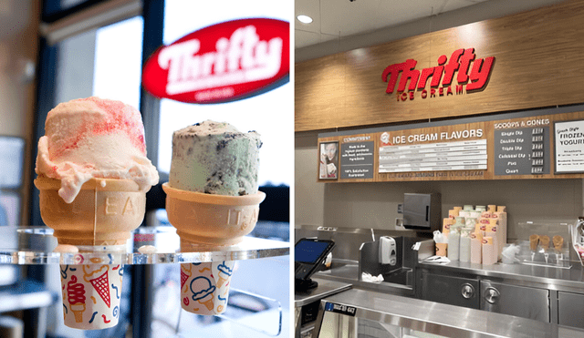 The Thrifty Ice Cream chain will close around 500 locations nationwide due to Rite Aid's second bankruptcy. Photo: GLR Composition/Yelp/Orange Coast Magazine