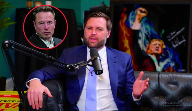 JD Vance attemped to an interview on a podcast when he talked about Musk and Trump feud on social media. Photo: GLR Composition / AFP / Youtube