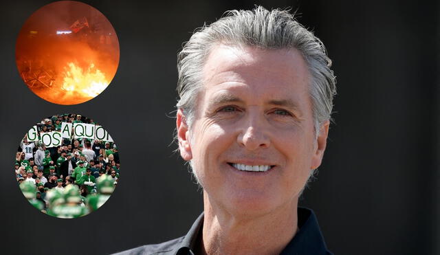 Newsom’s office draws backlash after comparing violent LA riots involving federal agents to sports celebrations. Photo: GLR News Composition/ AFP/ X