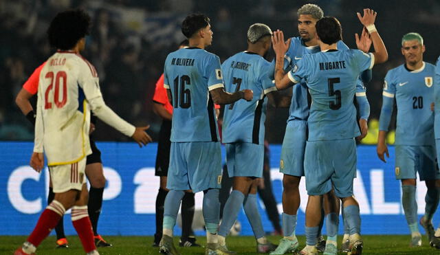 Uruguay celebrates a vital 2-0 win over Venezuela at the Centenario Stadium, moving one step closer to the 2026 World Cup. Photo: AFP Uruguay celebrates a vital 2-0 win over Venezuela at the Centenario Stadium, moving one step closer to the 2026 World Cup. Photo: AFP