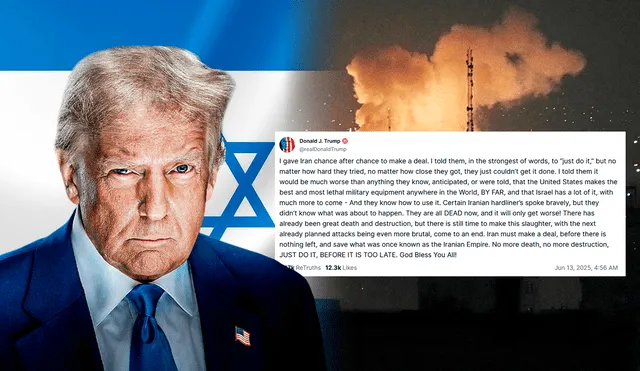 Donald Trump threatens Iran after Israel's attack. Photo: GLR composition/ La Nación, France 24, Vecteezy & @realDonald Trump Donald Trump threatens Iran after Israel's attack. Photo: GLR composition/ La Nación, France 24, Vecteezy & @realDonald Trump