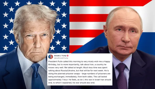 Putin wished Trump a happy birthday and called him to discuss the Israel-Iran conflict. Photo: France 24, Europa Press & U.S embassy in Russia Putin wished Trump a happy birthday and called him to discuss the Israel-Iran conflict. Photo: France 24, Europa Press & U.S embassy in Russia