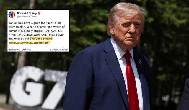 President Donald Trump urges evacuation of Tehran amid fears of nuclear escalation and rising Israel–Iran tensions. Photo: GLR News Composition/ AFP/ Truth Social President Donald Trump urges evacuation of Tehran amid fears of nuclear escalation and rising Israel–Iran tensions. Photo: GLR News Composition/ AFP/ Truth Social