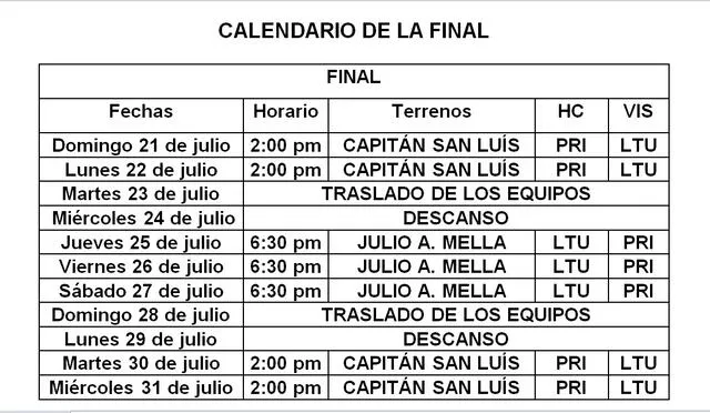 Calendario completo de la final del béisbol cubano. Foto: Serie Nacional   