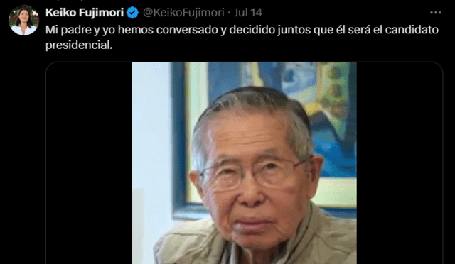  Keiko Fujimori anuncia candidatura de su padre, Alberto Fujimori.  