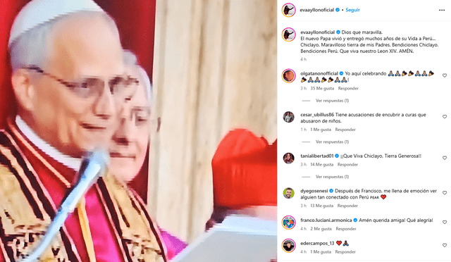 Mensaje de Eva Ayllón al nuevo Papa León XIV. Foto: Captura de pantalla   