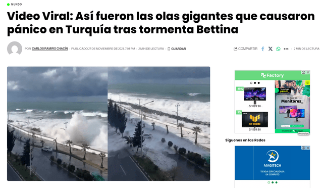 <em> Nota publicada por Caraota Digital sobre la tormenta Bettina. Foto: captura de pantalla.</em> <em> Nota publicada por Caraota Digital sobre la tormenta Bettina. Foto: captura de pantalla.</em>