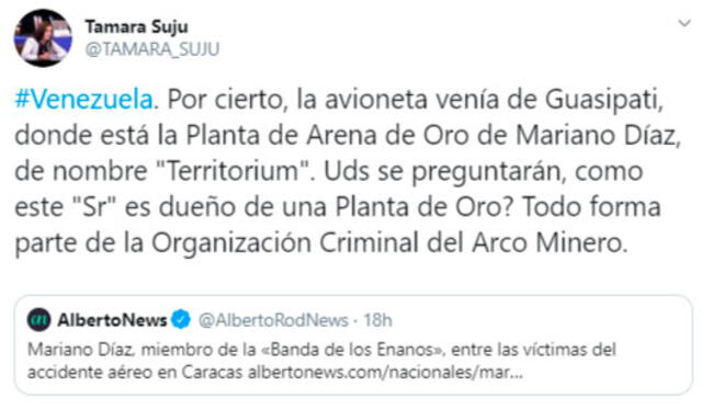 Suju es una activa tuitera que denuncia la violación de derechos humanos y los actos de corrupción del chavismo en Venezuela. Foto: captura