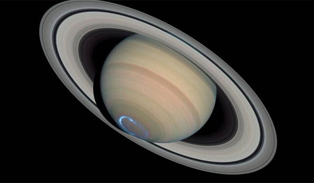 Aurora austral de Saturno. Imagen: NASA.