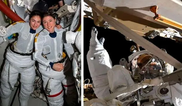 Christina Koch y Jessica Meir hicieron la primera caminata espacial femenina. Fotos: NASA.