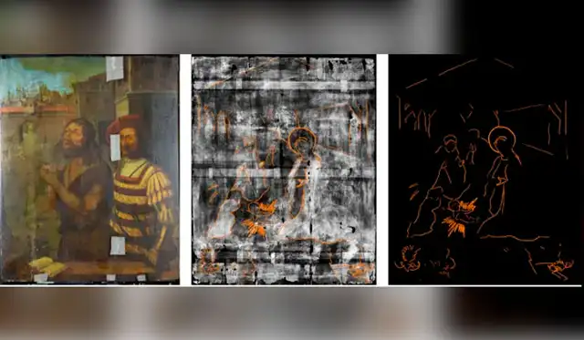 Las figuras se ocultaban detrás de la escena que retrataba la decapitación de San Juan Bautista. Imagen Northumbria University.