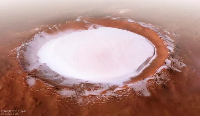 La misión de la ESA descubrió anteriormente en Marte un cráter que poseía hielo de agua.