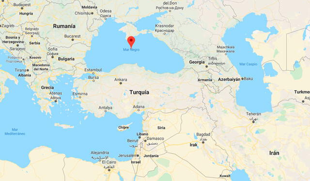 El mar Negro está separado del Medio Oriente por el territorio de Turquía. Imagen: Google.