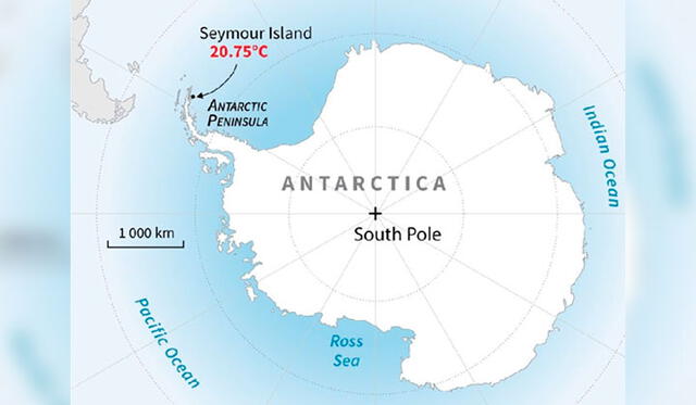 Ubicación de la Isla Seymour, en la Península Antártica. Crédito: AFP.