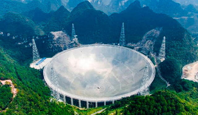 El FAST es 2.5 veces más sensible que el segundo radiotelescopio más grande del mundo. Foto: Xinhua.