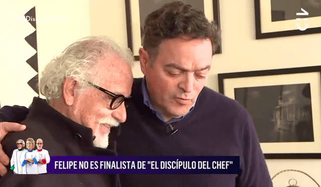 El chef titular Ennio Carota le informó a Felipe Izquierdo que no formaba parte de los cinco finalistas del programa. Foto: Chilevisión