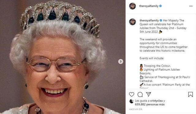 Ya se planean las actividades para el Jubileo de Platino de la reina Isabel del próximo año. Foto: La familia real/ Instagram.