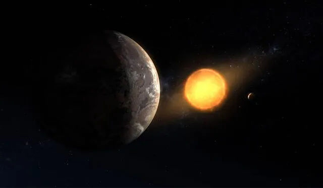 Kepler-1649c orbitando su estrella enana roja. Crédito: NASA.