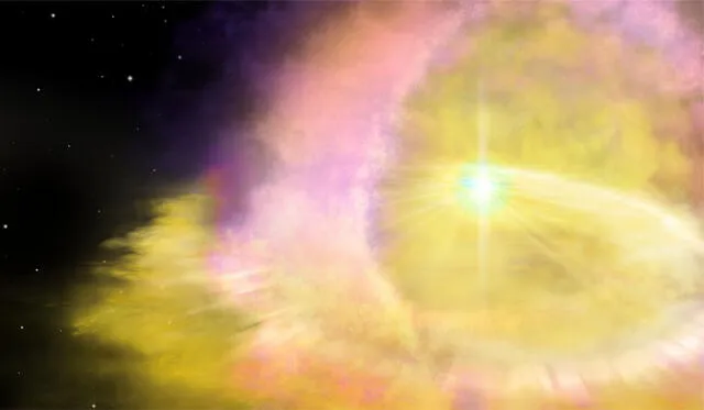 Ilustración de una potente supernova.