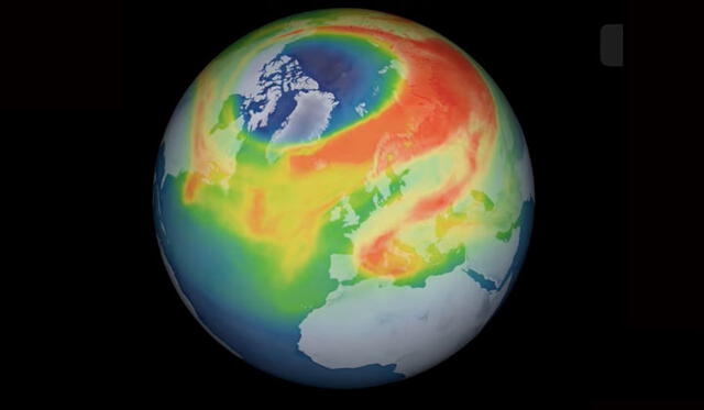 El agujero en la capa de ozono detectado por un satélite de la Agencia Espacial Europea (ESA).
