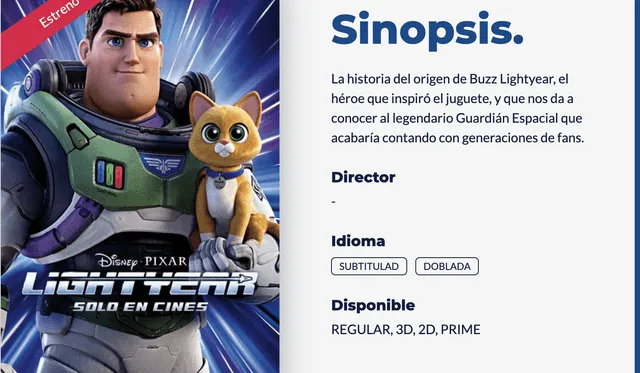 Descripción de "Lightyear" ya no incluye polémica descripción en la web de Cineplanet
