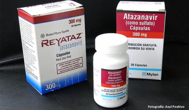 Reyataz, nombre comercial de Azatanavir, el antirretroviral indicado contra el VIH. Foto: Azul Positivo/Twitter.