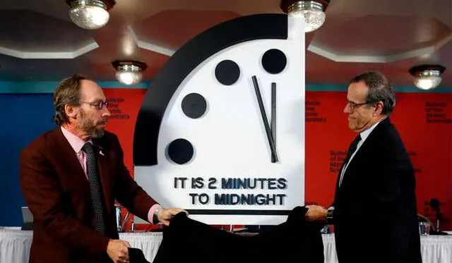 El Reloj del Apocalipsis se mantuvo en 'dos minutos para la medianoche' en 2018 y 2019. Foto: Difusión.