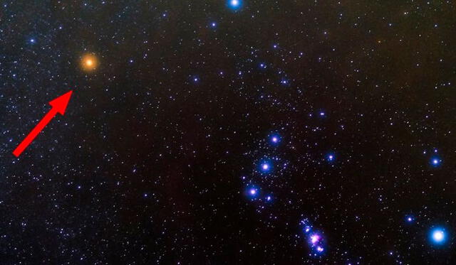 Ubicación de Betelgeuse en la constelación de Orión. Foto: James Stone.
