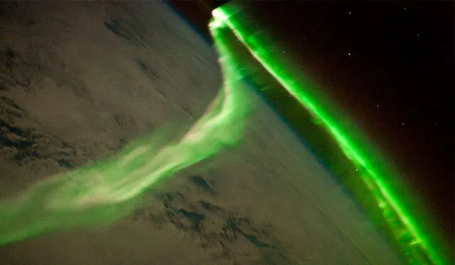 La gran tormenta solar de 1989 generó una extraña aurora que se vio hasta en el sur de EE. UU. Foto: Estación Espacial Internacional.