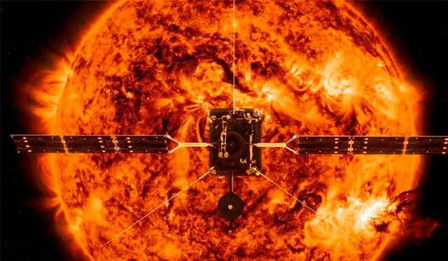 Simulación de la Solar Orbiter acercándose al Sol. Imagen: NASA.