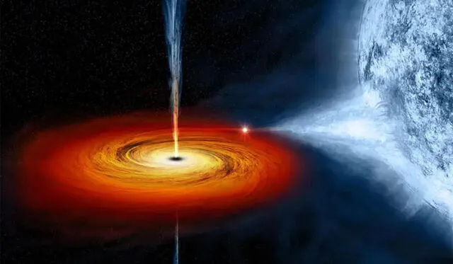 Un agujero negro extrayendo material de una estrella.