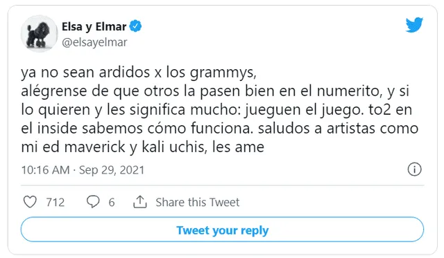 Elsa y Elmar se pronuncia por controversial declaración de J Balvin, ambos, artistas colombianos. Foto: captura