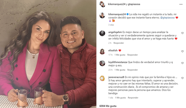 Génesis Tapia y Kike Márquez lucen juntos en redes sociales. Foto: composición LR/Instagram 
