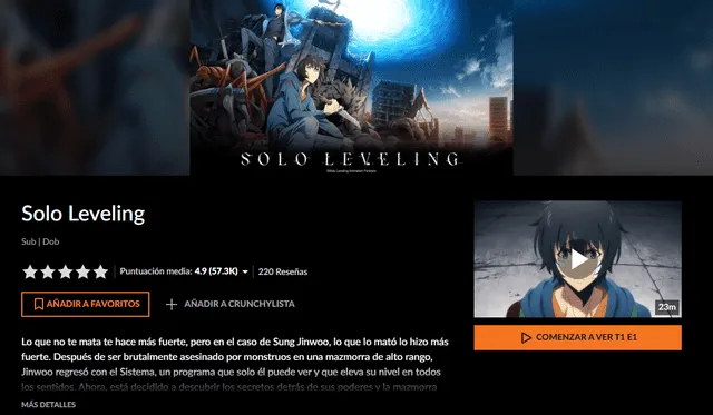  'Solo Leveling' en Crunchyroll. Foto: captura Crunchyroll   