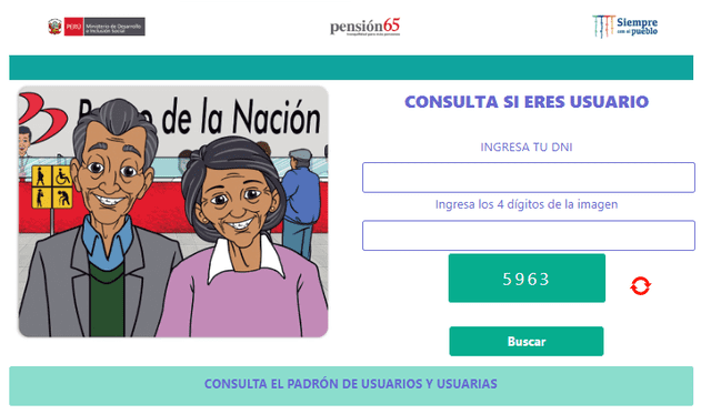 Web oficial de Pensión 65, revisa si perteneces al programa. Foto: Pensión 65.   