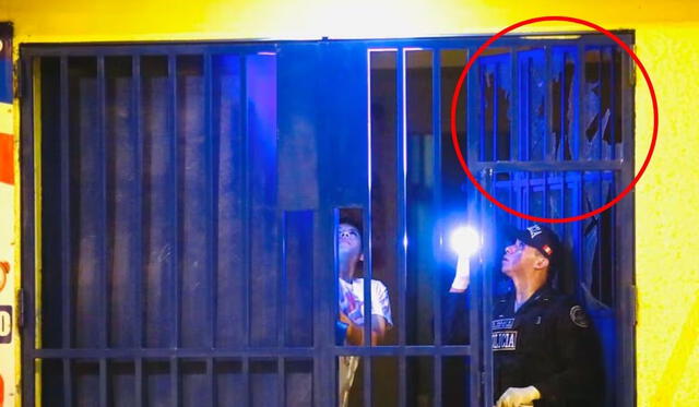  Vidrios rotos del frontis tras denotación del explosivo. Foto: Composición LR   