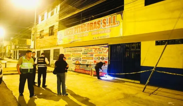 PNP se apersonó al colegio Liceo Pitágoras, en SJL, tras ataque. Foto: GEC   