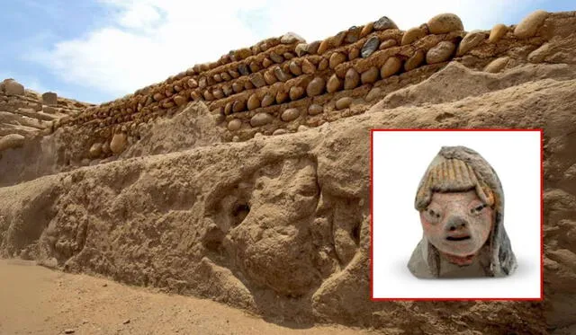  Escultura y muros decorados con pututus, instrumentos usados para rituales, reuniones y comunicación sagradas. Foto: Composición LR   