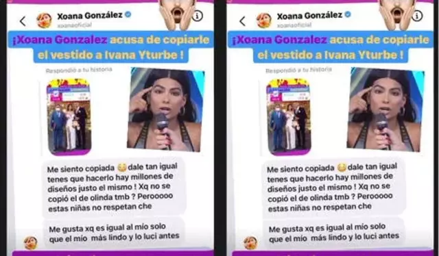 Xoana González asegura que Ivana Yturbe copió el diseño de su vestido. Foto: Instagram