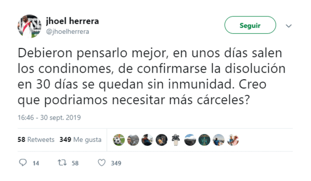 Jhoel Herrera acostumbra expresar sus opiniones sobre política por medio de su cuenta de Twitter.