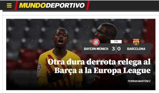 Publicación de Mundo Deportivo. Foto: captura de pantalla