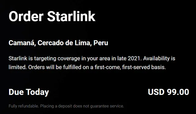 Disponibilidad de Starlink en Perú está planeada para fines de año. Foto: Starlink.com